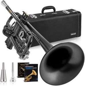 AKLOT Weighted Leadpipe Bb Trumpet: Satin Black, Mouthpiece Booster, 7C Mouthpiece*2, Beginner & Intermediate Standard Trumpet Instrument, Trompeta Musicales with Hard Case, Lesson Book, Cleaning Kit