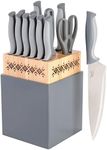 Spice by Tia Mowry Savory Saffron 14 Piece Cutlery Knife Block Set - Gray