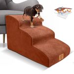 Myiosus Dog Steps, 3 Step Foam Dog Stairs for Small or Large Dogs, Non-slip Waterproof Pet Ramp Ladder for Sofa Bed with Removable Washable Cover, Send Lint Roller, 57 x 40 x 40 cm