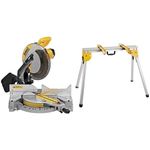 DEWALT 12" Miter Saw, 15-Amp, Single Bevel, Compound (DWS715) and Heavy Duty Work Stand with Miter Saw Mounting Brackets (DWX725B)