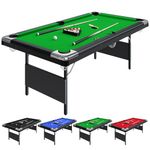 7FT Foldable Pool Table for Adults, Full Size Portable Billiards Table with Accessories, Includes Balls, 2 Cues, Chalk, Brush, Indoor Outdoor Use, Blue Felt Top