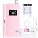 Makartt Electric Nail Drill, 30000RMP Rechargeable Nails Drill Machine Cordless e file Nail Drill with Nail Drill Bits Sanding Bands for Manicure Salon Home Use - Perlarie Pearly Pink