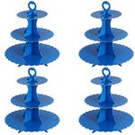 BEEK 73BP 4 Pack Blue, 3-Tier Cardboard, Round Cupcake Holder, Tower Paper Cake Dessert Display Stand for Birthday, Theme Parties, Weddings, Acrylic