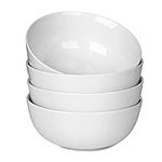 WishDeco Cereal Bowls Set of 4, Soup Bowls, 600ml Breakfast Bowls, Ceramic White Bowls for Dessert, Pasta, Noodle, Salad, Fruit, Microwave & Dishwasher Safe