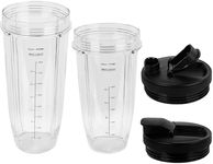 Ninja Blender Replacement Kit, 24 oz Cups+32 oz Cups with Travel Lids, Compatible with Nutri Ninja Auto iQ Blenders BL2012 BN801 BL480-30 BL640-30 BL642-30 NN100-30