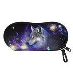 SEANATIVE Durable Portable Glasses Case Galaxy Wolf Sunglasses Eyeglasses Case Zipper Hard Sheel Glasses Box for Men Boys