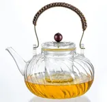 Wlasss Glass Teapot with Removable Infuser, Stovetop Safe Glass Tea Kettle, 980 ml 33 oz, Clear Teapot for Loose Tea, Tea pot for Blooming Flower Tea and Loose Leaf