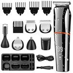 Surker Beard Trimmer for Men Hair Clippers Body Mustache Nose Hair Groomer Cordless Precision Trimmer 6 in 1 Grooming Kit Waterproof USB Rechargeable