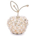 TOLIDA Sparkly Crystal Apple Fruit Ornament Artificial Fruit Sculpture Figurine Centerpiece Decor for Home Dining Table, Wedding/Birthday Party (Apple, Gold)