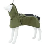 MAMORE Dog Raincoat for Dogs, Waterproof Rain Jacket Reflective Adjustable Breathable Rain Coat with Harness Hole for Small Medium Large Dogs (Army Green Black, XXXL(35-43kg))