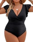 Blooming Jelly One Piece Swimsuit Women Plus Size Tummy Control Bathing Suit Slimming Swim Suits 2024 (4XL, Black)