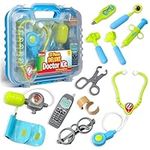 Durable Kids Doctor Kit with Electronic Stethoscope and 12 Medical Doctor's Equipment, Packed in a Sturdy Gift Case