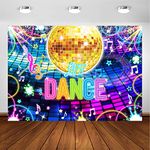 Avezano Disco Party Backdrop Kids Hip Hop Dancing Birthday Dance Party Decorations Background Retro Neon Glow 1970s Dance Party Photoshoot Backdrops (7x5ft)