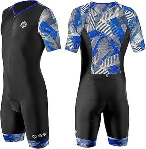 SLS3 Tuta da triathlon da uomo, Aero a maniche lunghe, leggera, ad asciugatura rapida, 2 tasche (nero/blu, S)