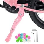 LEICHTEN Kickstand for Kids Bike Center Mount for 16/18/20 Inch Adjustable Children's Bicycles Aluminium Alloy Bike Kick Stand Support Storage (for 18 inch, Pink)