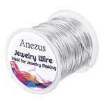 Jewelry Wire, Anezus Silver Craft Wire Tarnish Resistant Copper Beading Wire for Jewelry Making Supplies and Crafting (Silver, 18 Gauge)