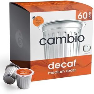Cambio Roasters Organic Coffee Pods - Decaf Medium Roast, The Only Organic Recyclable Aluminum Coffee Pods, Small Batch Roasted, Keurig® Compatible, for Any Time of Day, Longer Lasting Freshness, 60 Count
