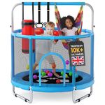 Happin® 55” Toddler Trampoline, Indoor & Outdoor, Ages 1-6, 5FT Kids, Ultra Safe Rebounder Trampoline for Kids with Safety Enclosure Net, Gifts for Toddler Boys & Girls