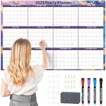 Ospelelf Large Dry Erase Wall Calendar 2025-2026 - 32'' x 48'' Yearly Laminated Calendar Monthly Family Calendar for Office, Use Jan 2025 - Dec 2026 (Marble)