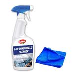 Senu Car Windshield Cleaner 600ml + Microfiber Cloth Free| Remove Stains Filmy Residues Grime and Fingerprints from Glass | Rain and Dust Repellent | Safe for Both Tinted & Coated Glass