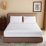 100% Egyptian Cotton Fitted Sheet CK Size White, 600 Thread Count 8-16" Deep Pocket Sheet Soft & Elastic Sateen Weave Bottom Sheet for Hotel & Home (White, 1 Pack Fitted Sheet Only,California King)