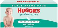 HUGGIES Baby Wipes Fragrance Free 640 Pack (8 x 80 Pack) - Packaging May Vary