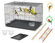 VAYINATO Iron 2 Feet (24 Inch) Black Color Birds Cage For Budgies, Finches, Love Birds, Cocktails, Conures & All Small Birds With Free Hanging Toys By Petzlifeworld
