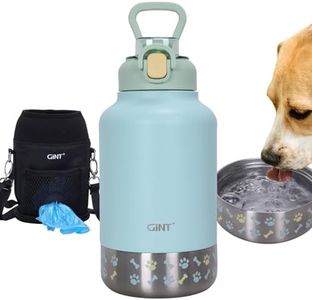 GiNT 37oz Insulated Dog Travel Water Bottle, Stainless Steel Human & Pet Water Dispenser with Portable Bowl & Carrying Case