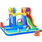 Baralir Inflatable Bounce House with Water Slide and Large Splash Pool, Bouncy Water Park with Surprise Dump Bucket, Water Sprayers, Water Cannon, 2 Pools and Ball Shooting Frame