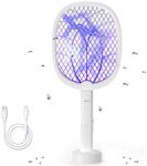 DANGZW Electric Fly Swatter, 2 in 1 High Efficiency 3000V USB Rechargeable Fly Bug Zapper Racket with UV Light Large Surface 3-layer Dense Mesh Indoor Outdoor Fly Killer for Mosquitoes, Bees, Moths
