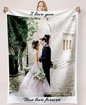 Personalised Blanket Custom with Picture Text Throw Blanket, Customized Photo Gift Birthday, Holiday, for Dad, Mom, Kids, Pet, Friends or Couples (1 Photo)
