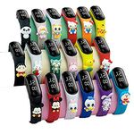 Boy's & Girl's Digital Stylish and Fashionable Colorful Cartoon Character Wrist Watch Band (Pack of 6, Random Color)