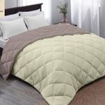 AYKA Reversible Comforter 220 GSM Microfiber Reversible AC Comforter/Blanket for Winter/Quilt/Duvets for King Size Double Bed Comforter (90 * 100, Cream & Taupe)| TC - 220
