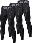 Yuerlian 3 Pack Mens Compression Leggings Training Cool Dry Sport Pants Running Gym Tights