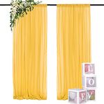 ShinyBeauty Chiffon Backdrop Curtain 2 Panels 29x108-Inch Gold Curtain Decoration Sheer Curtains for Living Room Chiffon Backdrop Drapes Voile Curtain Gold Chiffon Curtains Wedding Party