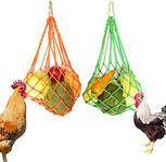 CooShou Chicken Vegetable String Bag Poultry Fruit Holder Chicken Cabbage Feeder Treat Feeding Tool with Hook for Hens Chicken Coop Toy for Hen Goose Duck