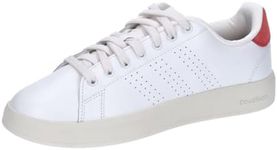 adidas Men's Advantage Premium Leather Shoes, core White/core White/Bright red, 9 UK