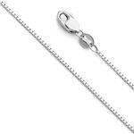 14k White Gold SOLID 0.9mm Box Link Chain Necklace with Lobster Claw Clasp - 20"