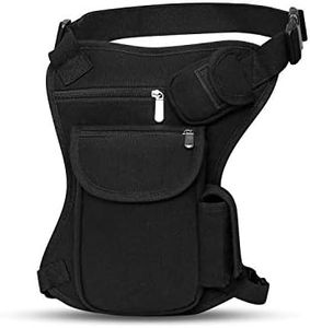 SEALINF Canvas Waist Bag Fanny Pack Racing Drop Leg Bag Motorcycle Outdoor Bag (Black)