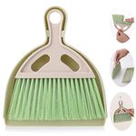 cobee Small Broom and Dustpan Cleaning Set, Mini Whisk Dustpan and Brush with Handle Portable Table Top Dust Pan Dining Table Crumb Sweeper Cleaning Tools with Soft Bristles for Housekeeping(Green)