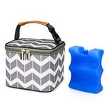 BABEYER Insulated Bottle Cooler Bag with Ice Pack Fits 4 Large Baby Bottles Up to 5 Ounce, Great for Nursing Mom Daycare