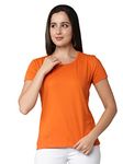 Club A9 Women's Cotton Regular Fit Half Sleeves Solid Plain T-Shirt (Orange,L) (WRNT_1203_L)