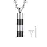 U7 Ash Vial Pendant Necklace Men Women Stainless Steel Silver Chain Cremation Jewellery For Ashes