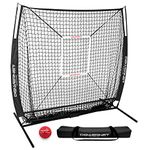 PowerNet 5x5 Practice Net + Strike Zone + Weighted Training Ball Bundle | Baseball Softball Coaching Aid | Compact Lightweight Ultra Portable | Hitting Pitching (Black)