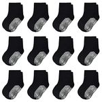 SkiBeaut Toddler Boy Socks- Baby Socks with Grips 12 Pairs Kids Non Slip Skids Socks Toddlers Boys Girls Socks with Grippers for 12-36 Months 1-3 Years