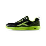 Hundred Court Flyer Non-Marking Badminton Shoes | All Indoor Sports | Lightweight, Breathable & Durable | X-Cushion | Active Grip Sole (Black/Lime ; UK 10)
