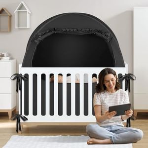 BORNA Pack N Play Blackout Cover, Blackout Tent for Full Size Crib and Pack and Play, Breathable Sleep Pod for Kids, Pop Up Crib Blackout Cover Canopy, Softens The Light