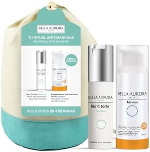 BELLA AURORA - Pack Antimanchas bio10 Forte Sensitive 30ml + Solar Mineral 50ml + Neceser, Serum Anti-Manchas Intensivo, para Manchas Oscuras y Pieles Sensibles, Protector Solar Antimanchas