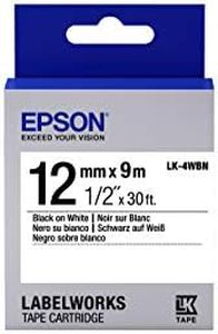 Epson LK-4WBN - Label-Making Tapes (Black on White, LabelWorks LW-1000P LabelWorks LW-300 LabelWorks LW-400 LabelWorks LW-400VP LabelWorks LW-600P, Box, 1.2 cm, 9 m)