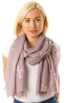 Style Slice Lightweight Evening Wrap or Scarf | Floral & Feather Scarves | Rose Gold Silver Foil | Ladies Scarfs Pashmina Shawls | Graduation | Bridal Wedding | Girlfriend Gifts